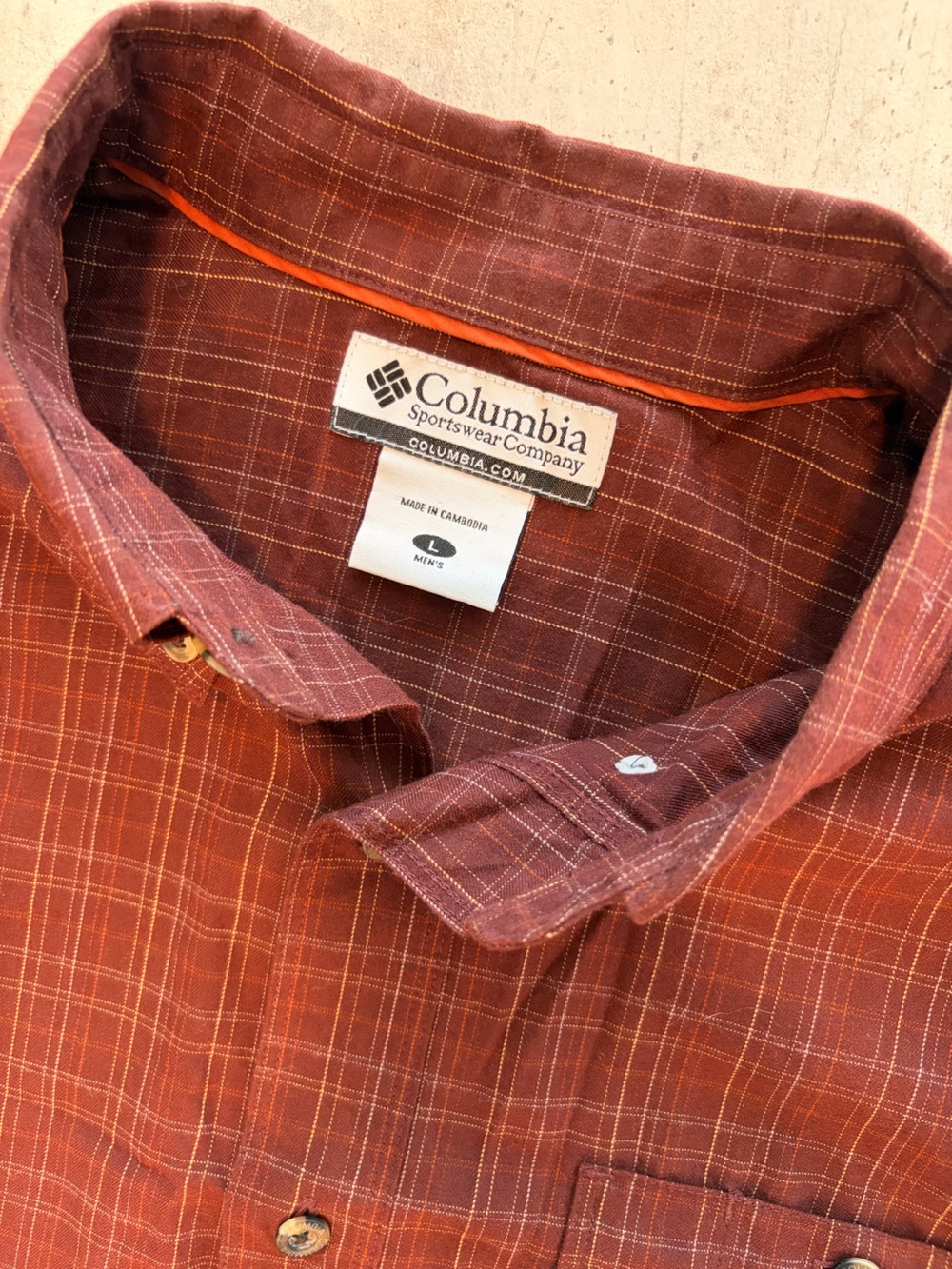 Columbia Sportswear Men’s XL Brick Red Plaid 100% Cotton Button Down Shirt NWOT - Picture 3 of 8